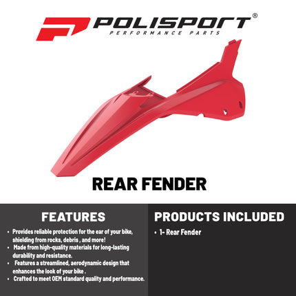Polisport 8585300004 Rear Fender & Side Panels for Beta RR 2T/4T 2020-2026 & X-Trainer 2023-2026, Durable Gloss Polypropylene Dirt Bike Body Kit Replacement, Red