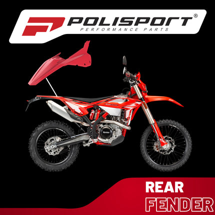 Polisport 8585300004 Rear Fender & Side Panels for Beta RR 2T/4T 2020-2026 & X-Trainer 2023-2026, Durable Gloss Polypropylene Dirt Bike Body Kit Replacement, Red
