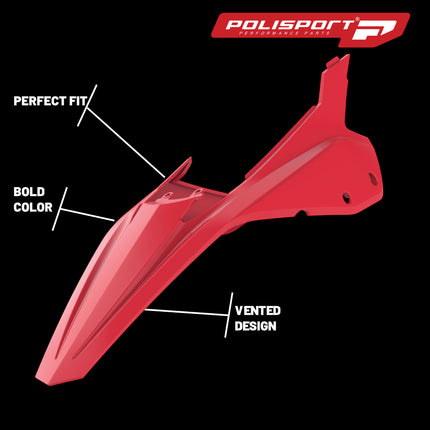 Polisport 8585300004 Rear Fender & Side Panels for Beta RR 2T/4T 2020-2026 & X-Trainer 2023-2026, Durable Gloss Polypropylene Dirt Bike Body Kit Replacement, Red