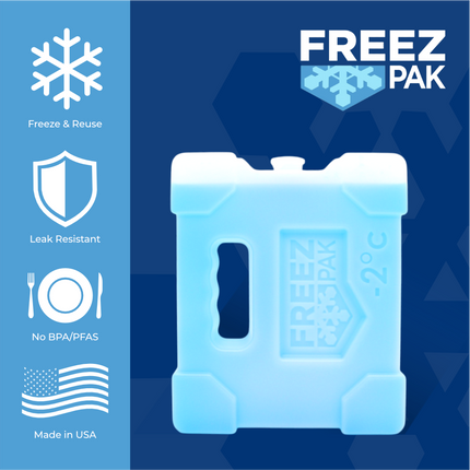 Freez Pak Extra Cold -2°C (28°F) 2.5lb Ice Pack Block - Reusable & Compact Ice Substitute Pack for Lunch Boxes, Coolers, Fishing, Sporting Events, Beach & Camping Trips - Made in the USA (Single)