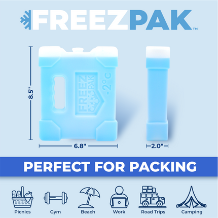 Freez Pak Extra Cold -2°C (28°F) 2.5lb Ice Pack Block - Reusable & Compact Ice Substitute Pack for Lunch Boxes, Coolers, Fishing, Sporting Events, Beach & Camping Trips - Made in the USA (Single)