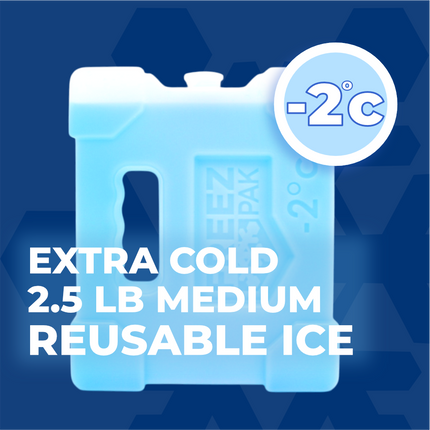 Freez Pak Extra Cold -2°C (28°F) 2.5lb Ice Pack Block - Reusable & Compact Ice Substitute Pack for Lunch Boxes, Coolers, Fishing, Sporting Events, Beach & Camping Trips - Made in the USA (3-Pack)