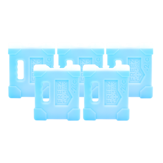Freez Pak Extra Cold -2°C (28°F) 2.5lb Ice Pack Block - Reusable & Compact Ice Substitute Pack for Lunch Boxes, Coolers, Fishing, Sporting Events, Beach & Camping Trips - Made in the USA (5-Pack)