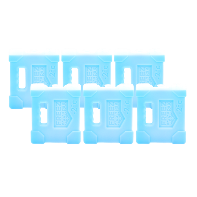 Freez Pak Extra Cold -2°C (28°F) 2.5lb Ice Pack Block - Reusable & Compact Ice Substitute Pack for Lunch Boxes, Coolers, Fishing, Sporting Events, Beach & Camping Trips - Made in the USA (6-Pack)