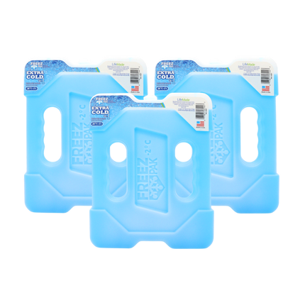 Freez Pak Extra Cold -2°C (28°F) 4.5lb Ice Pack Block - Reusable & Compact Ice Substitute Pack for Lunch Boxes, Coolers, Fishing, Sporting Events, Beach & Camping Trips - Made in the USA (3-Pack)