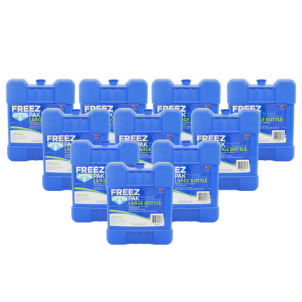 Freez Pak Large 2lb Ice Pack Block - Reusable & Compact Ice Substitute Pack for Lunch Boxes, Coolers, Fishing, Sporting Events, Beach & Camping Trips - Made in the USA (10-Pack)