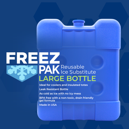 Freez Pak Large 2lb Ice Pack Block - Reusable & Compact Ice Substitute Pack for Lunch Boxes, Coolers, Fishing, Sporting Events, Beach & Camping Trips - Made in the USA (12-Pack)
