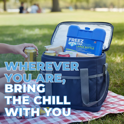 Freez Pak Large 2lb Ice Pack Block - Reusable & Compact Ice Substitute Pack for Lunch Boxes, Coolers, Fishing, Sporting Events, Beach & Camping Trips - Made in the USA (12-Pack)