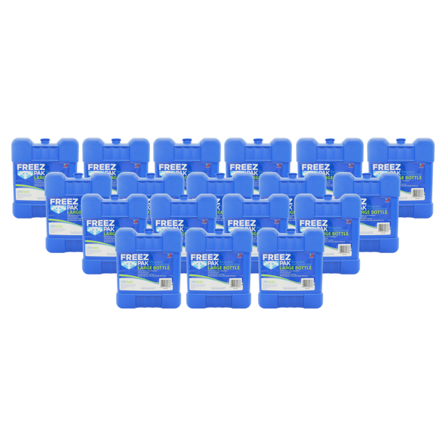 Freez Pak Large 2lb Ice Pack Block - Reusable & Compact Ice Substitute Pack for Lunch Boxes, Coolers, Fishing, Sporting Events, Beach & Camping Trips - Made in the USA (18-Pack)