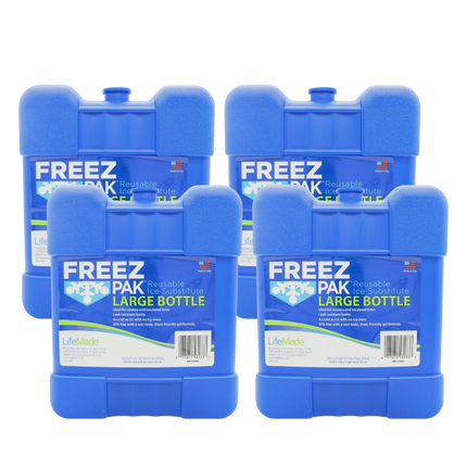 Freez Pak Large 2lb Ice Pack Block - Reusable & Compact Ice Substitute Pack for Lunch Boxes, Coolers, Fishing, Sporting Events, Beach & Camping Trips - Made in the USA (4-Pack)