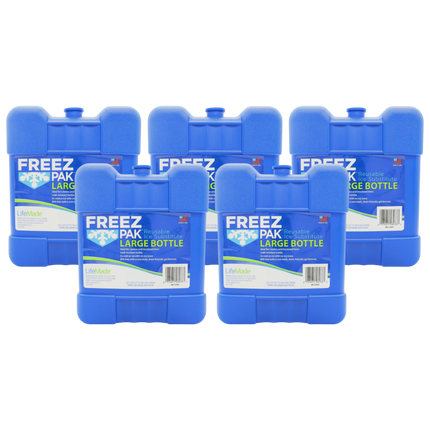 Freez Pak Large 2lb Ice Pack Block - Reusable & Compact Ice Substitute Pack for Lunch Boxes, Coolers, Fishing, Sporting Events, Beach & Camping Trips - Made in the USA (5-Pack)