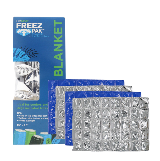 Freez Pak Reusable Flexible Ice Blanket Sheet – Non-Toxic, Leak-Proof Cooler Ice Substitute for Camping, Picnics, and Travel (4 Pack)