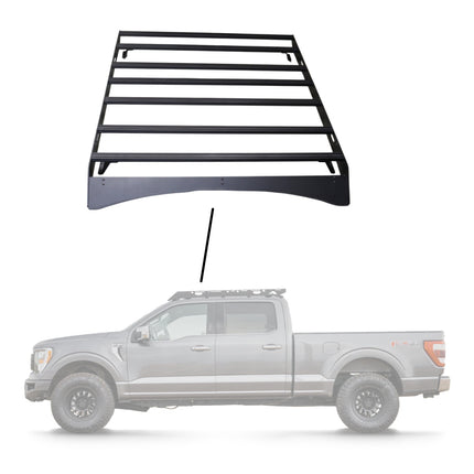 Sherpa 122744 The Storm Half Height Roof Rack for Ford F150 SuperCrew Truck - Full-Length Aluminum, 1/4" Side Panels, Modification Required, Black Textured Powder Coat Finish