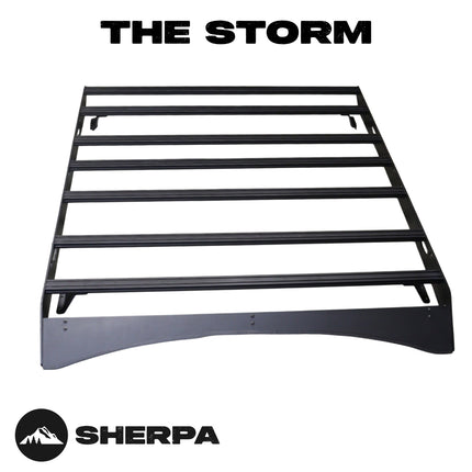 Sherpa 122744 The Storm Half Height Roof Rack for Ford F150 SuperCrew Truck - Full-Length Aluminum, 1/4" Side Panels, Modification Required, Black Textured Powder Coat Finish