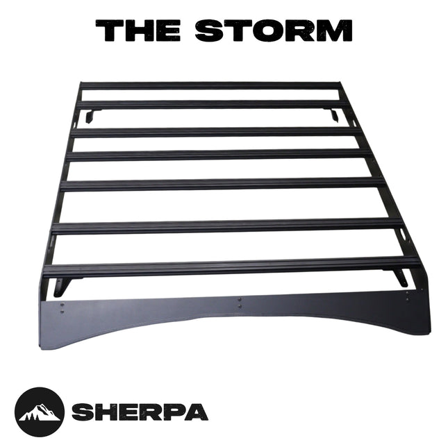 Sherpa 122744 The Storm Half Height Roof Rack for Ford F150 SuperCrew Truck - Full-Length Aluminum, 1/4" Side Panels, Modification Required, Black Textured Powder Coat Finish
