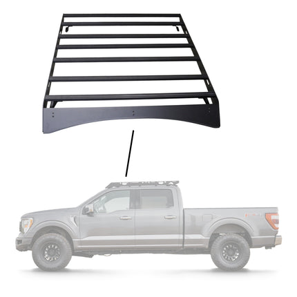 Sherpa 122844 The Storm Full Height Roof Rack for Ford F150 SuperCrew Truck - Full-Length Aluminum, 1/4" Side Panels, Modification Required, Black Textured Powder Coat Finish