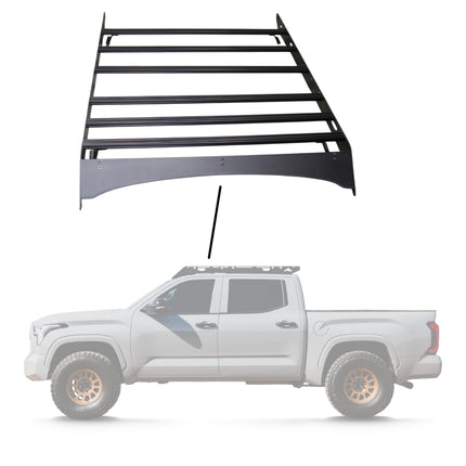 Sherpa 129744 The Grizzly Half Height Roof Rack for Toyota Tundra CrewMax - Full-Length Aluminum, 1/4" Side Panels, Modification Required, Black Textured Powder Coat Finish