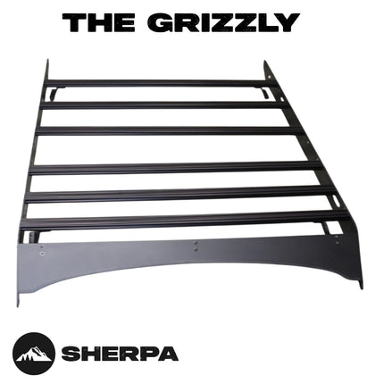 Sherpa 129744 The Grizzly Half Height Roof Rack for Toyota Tundra CrewMax - Full-Length Aluminum, 1/4" Side Panels, Modification Required, Black Textured Powder Coat Finish