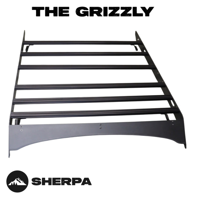 Sherpa 129744 The Grizzly Half Height Roof Rack for Toyota Tundra CrewMax - Full-Length Aluminum, 1/4" Side Panels, Modification Required, Black Textured Powder Coat Finish