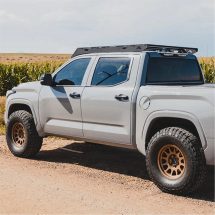 Sherpa 129744 The Grizzly Half Height Roof Rack for Toyota Tundra CrewMax - Full-Length Aluminum, 1/4" Side Panels, Modification Required, Black Textured Powder Coat Finish