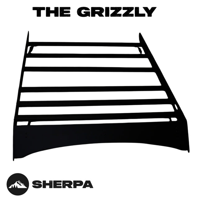 Sherpa 129844 The Grizzly Full Height Roof Rack for Toyota Tundra CrewMax - Full-Length Aluminum, 1/4" Side Panels, Modification Required, Black Textured Powder Coat Finish