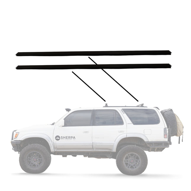 Sherpa 149100 Universal Roof Track Load Bars 43" (Pair) - Low-Profile Aluminum Crossbars for Vehicles, Canopies & Campers with M6 & M8 Track Nuts - Includes Flat & Contoured Mounting Feet
