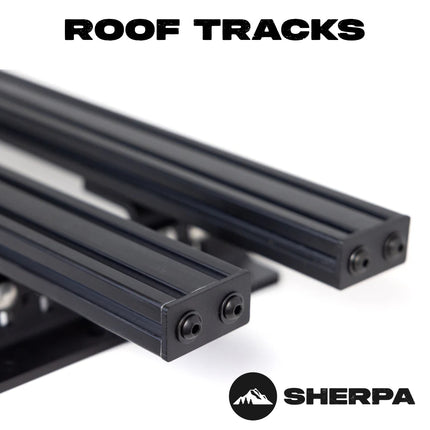 Sherpa 149100 Universal Roof Track Load Bars 43" (Pair) - Low-Profile Aluminum Crossbars for Vehicles, Canopies & Campers with M6 & M8 Track Nuts - Includes Flat & Contoured Mounting Feet