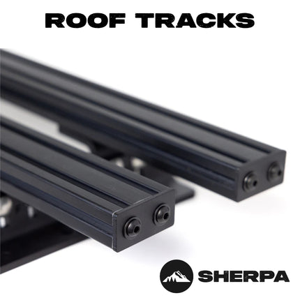 Sherpa 149500 Universal Roof Track Load Bars 55" (Pair) - Low-Profile Aluminum Crossbars for Vehicles, Canopies & Campers with M6 & M8 Track Nuts - Includes Flat & Contoured Mounting Feet