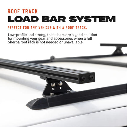 Sherpa 149500 Universal Roof Track Load Bars 55" (Pair) - Low-Profile Aluminum Crossbars for Vehicles, Canopies & Campers with M6 & M8 Track Nuts - Includes Flat & Contoured Mounting Feet