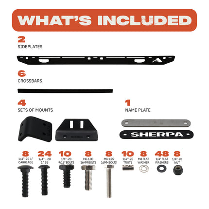 Sherpa 164544 Crows Nest Universal Truck Topper Rack for 6.5ft Bed with 55" Crossbar - 1/4" Aircraft-Grade Aluminum, Drill-Free, Adjustable Feet for Topper Fit