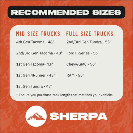 Sherpa 164544 Crows Nest Universal Truck Topper Rack for 6.5ft Bed with 55" Crossbar - 1/4" Aircraft-Grade Aluminum, Drill-Free, Adjustable Feet for Topper Fit