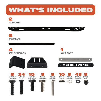 Sherpa 164644 Crows Nest Universal Truck Topper Rack for 6.5ft Bed with 56" Crossbar - 1/4" Aircraft-Grade Aluminum, Drill-Free, Adjustable Feet for Topper Fit