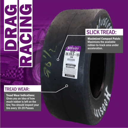 Hoosier 18140D06 Rear Drag Racing Slick - 28.0/9.0-15 D06 Compound Bias-Ply Tire Engineered for Maximum Traction and Launch Performance  Includes Collector Miniature Tire Keychain