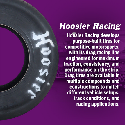 Hoosier 18140D06 Rear Drag Racing Slick - 28.0/9.0-15 D06 Compound Bias-Ply Tire Engineered for Maximum Traction and Launch Performance  Includes Collector Miniature Tire Keychain