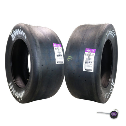Hoosier 18157D06 Rear Drag Racing Slick - 28.0/10.0-17 D06 Compound Bias-Ply Tire Engineered for 17-Inch Wheels Includes Collector Miniature Tire Keychain (2 Pack)