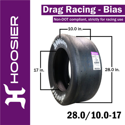 Hoosier 18157D06 Rear Drag Racing Slick - 28.0/10.0-17 D06 Compound Bias-Ply Tire Engineered for 17-Inch Wheels Includes Collector Miniature Tire Keychain (2 Pack)