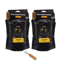 Pirelli Scorpion XC M Gold Label 60-622 (29x 2.4) MTB Bicycle Tire  - Designed for Hardpacked Courses and Mixed Terrains, 120TPI and ProWall Casing- Mountain Bike Tire w/Keychain (2 Pk)