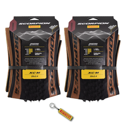 Pirelli Scorpion XC M Classic 60-622 (29x 2.4) MTB Bicycle Tire  - Designed for Hardpacked Courses and Mixed Terrains, 120TPI and ProWall Casing- Mountain Bike Tire w/Keychain (2 Pk)