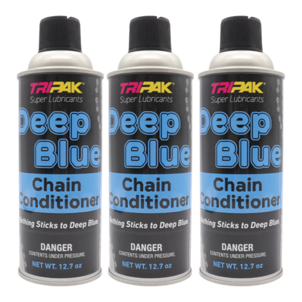 TRIPAK Deep Blue Chain Conditioner – Advanced Anti-Wear & Corrosion Spray (3 Pack) for Farm Machinery, Baler Chains, Industrial Drive Systems, Motorcycles & Power Tools, Non-Stick Shield