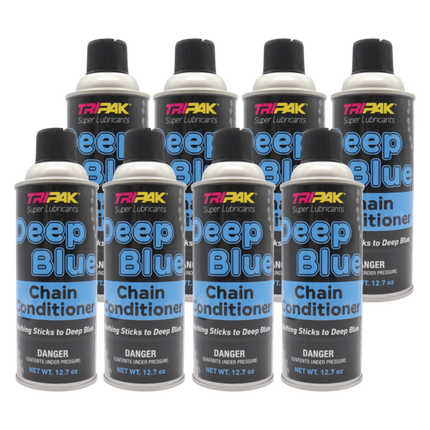 TRIPAK Deep Blue Chain Conditioner – Advanced Anti-Wear & Corrosion Spray (8 Pack) for Farm Machinery, Baler Chains, Industrial Drive Systems, Motorcycles & Power Tools, Non-Stick Shield