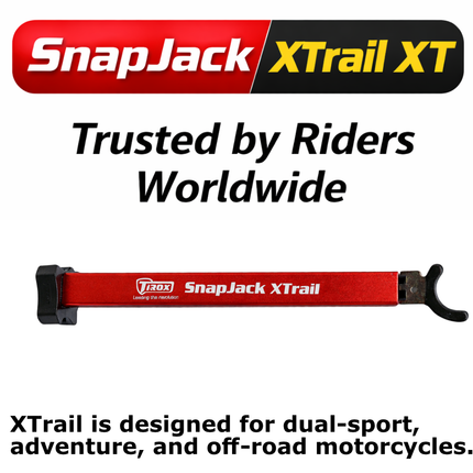 SnapJack XTrail Pro Motorcycle Stand – Portable 6061 Aluminum Lift Tool for Chain Maintenance, Flat Tire Repair & Off‑Road Use  13–20" Adjustable Height, Rubber Grip Base, HDPE Cradle, Travel Bag