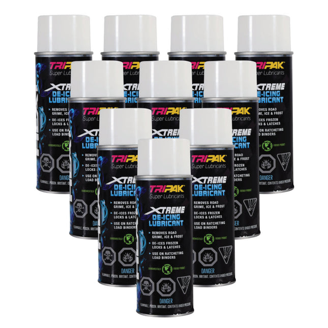 Tripak Heat Xtreme All-Weather Penetrating Lubricant & Fast De-Icer Spray (10 Pack) – Heavy-Duty Anti-Seize, Rapid Frost & Ice Melter, Moisture Displacer, and Rust Protectant for Locks & Tools
