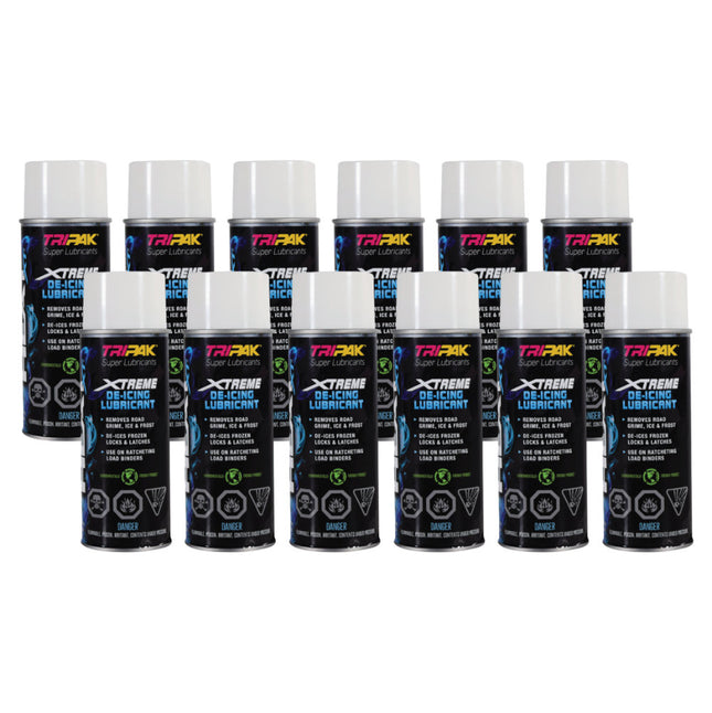 Tripak Heat Xtreme All-Weather Penetrating Lubricant & Fast De-Icer Spray (12 Pack) – Heavy-Duty Anti-Seize, Rapid Frost & Ice Melter, Moisture Displacer, and Rust Protectant for Locks & Tools