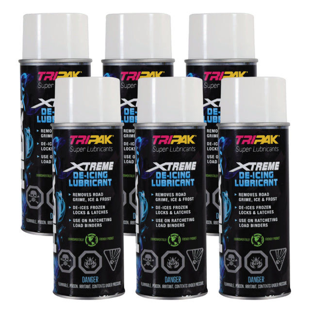 Tripak Heat Xtreme All-Weather Penetrating Lubricant & Fast De-Icer Spray (6 Pack) – Heavy-Duty Anti-Seize, Rapid Frost & Ice Melter, Moisture Displacer, and Rust Protectant for Locks & Tools