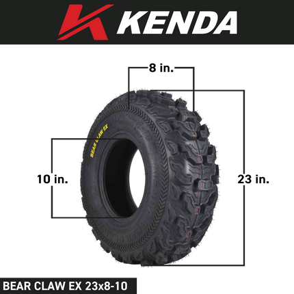 Kenda Bearclaw EX K573 - 23x8-10 Front & 24x11-10 Rear Tires for All Terrain (ATV), UTV, and Side by Side (SxS) Vehicles - 6-Ply - Bear Claw EX 23x8x10 24x11x10 (4-Pack)