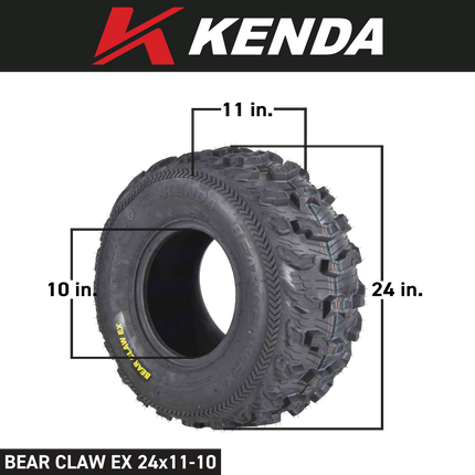 Kenda Bearclaw EX K573 - 23x8-10 Front & 24x11-10 Rear Tires for All Terrain (ATV), UTV, and Side by Side (SxS) Vehicles - 6-Ply - Bear Claw EX 23x8x10 24x11x10 (4-Pack)