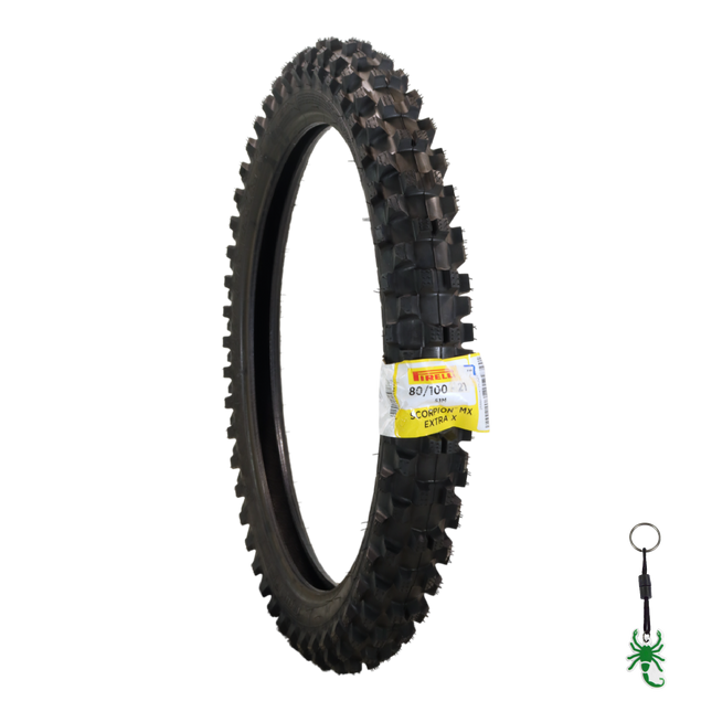 Pirelli Scorpion MX Extra X 80/100-21 51M Tube Type Front Motorcycle Tire: Engineered for Motocross and Off-Road Training and Amateur Racing Performance with Keychain