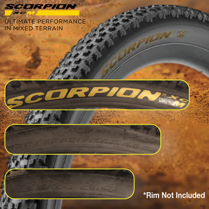 Pirelli Scorpion XC M Gold Label 60-622 (29x 2.4) MTB Bicycle Tire  - Designed for Hardpacked Courses and Mixed Terrains, 120TPI and ProWall Casing- Mountain Bike Tire w/Keychain (2 Pk)