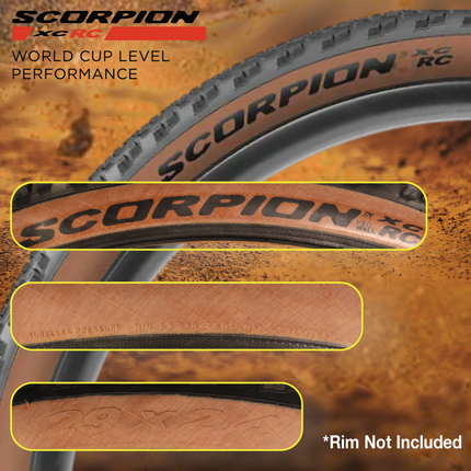Pirelli SCORPION XC RC Classic Tan-wall (29 x 2.4)  Peak Performance for Demanding XC Racing SmartGRIP Compound ProWALL Technology Versatile Tread Design (2 Tires)