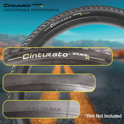 Pirelli Cinturato Gravel M TLR 45-622 (700 x 45c) Road Bicycle Tire - SpeedGrip Compound, Clincher Type, Tubeless Ready Bike Tire 700x45c